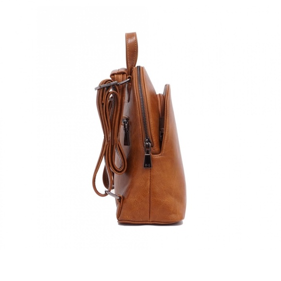 S-Q Vegan Leather Gaia Convertible Backpack - Camel Recycled SQ - Picture 3 of 9